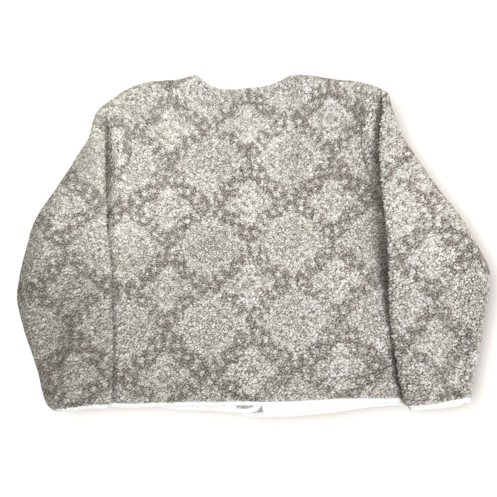 Lucky Brand Faux Shearling Teddy Jacket Women XL Grey‎ Beige Quilted Placket - Picture 11 of 12
